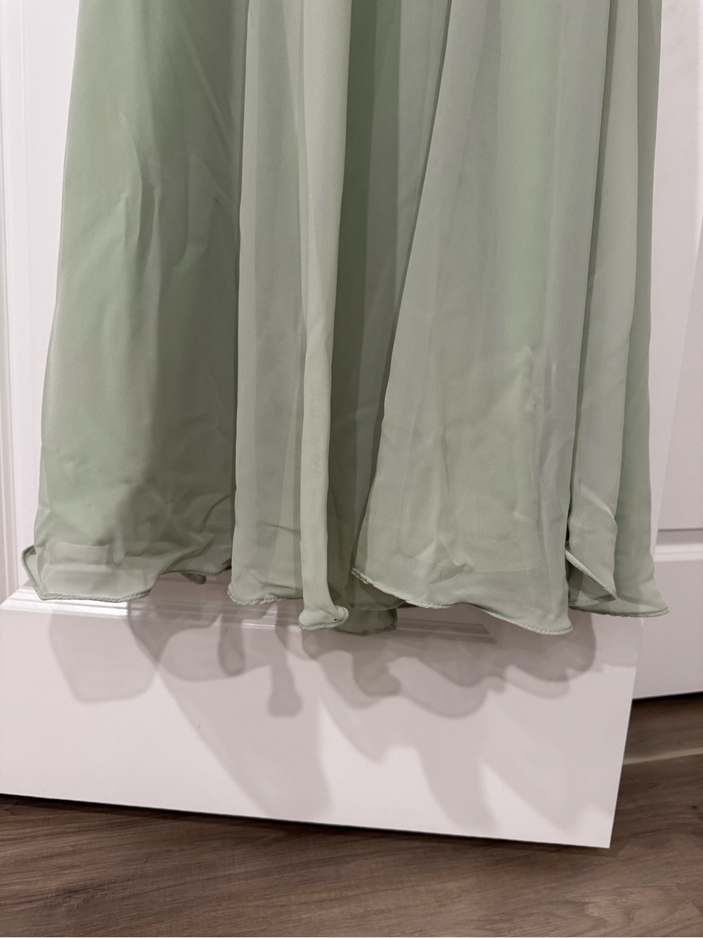 Azazie Everleigh Sage Green Bridesmaid Dress with High Slit + Garment Bag - Picture 7 of 11